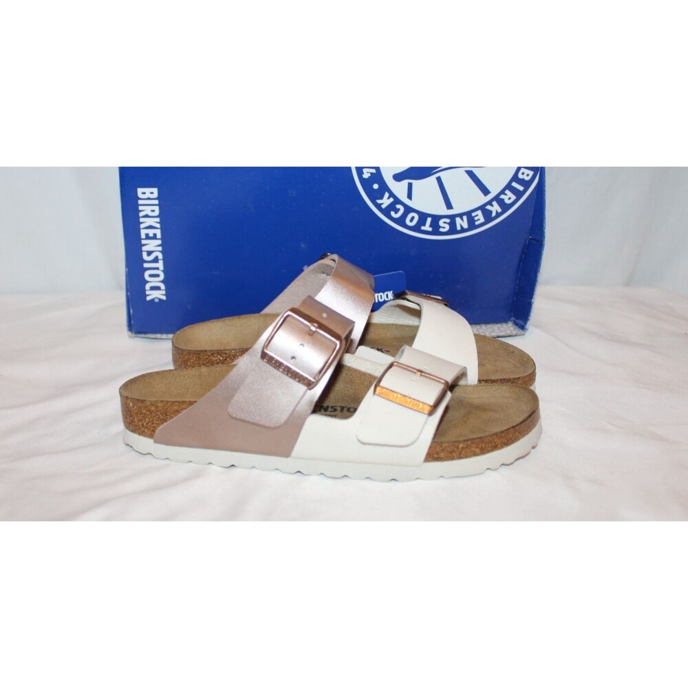 Birkenstock Women's Arizona Split Two-Strap Eggshell Copper Sandals NIB EU 37 N